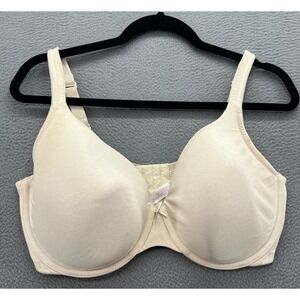 Cacique Cotton T-Shirt Bra 40DDD Beige Tan Underwire Adjustable Straps Logo